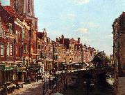 Townsfolk shopping along the Oudegracht unknow artist